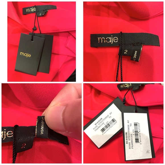 NWT Maje Paris Framboise Red Peplum Sheath Dress - Picture 13 of 15